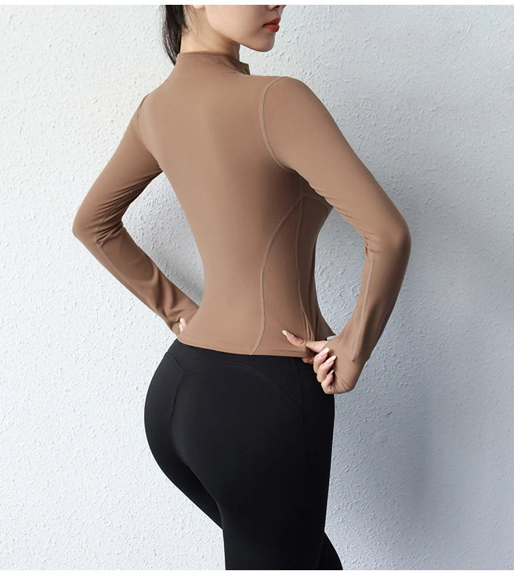 Slimming body sculpting zipper yoga jacket