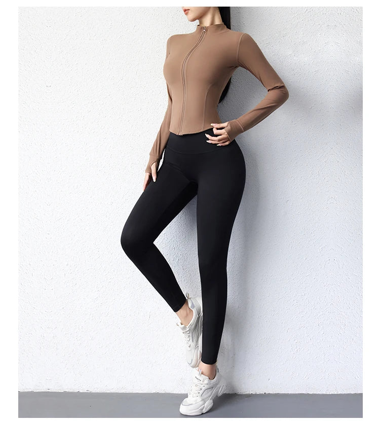 Slimming body sculpting zipper yoga jacket