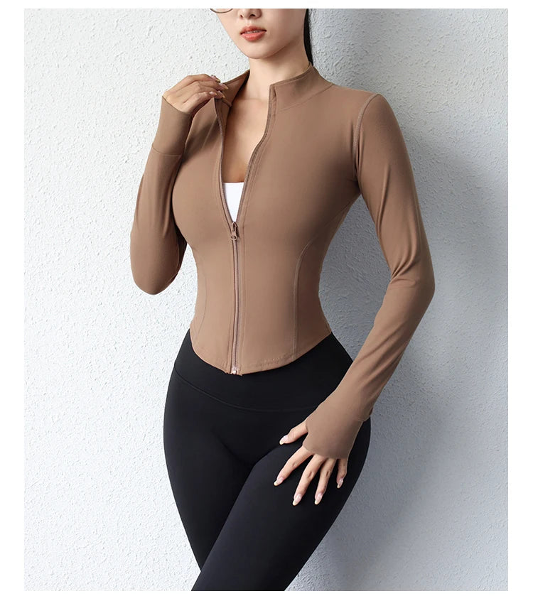 Slimming body sculpting zipper yoga jacket