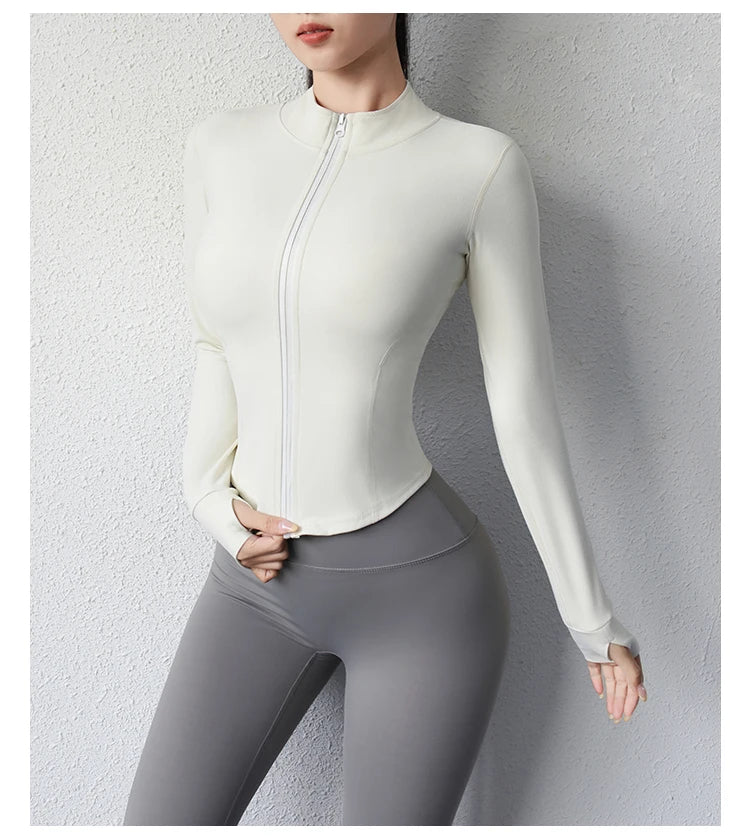 Slimming body sculpting zipper yoga jacket