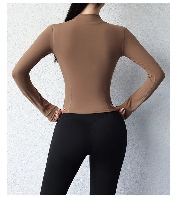 Slimming body sculpting zipper yoga jacket