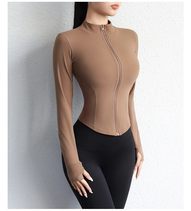 Slimming body sculpting zipper yoga jacket