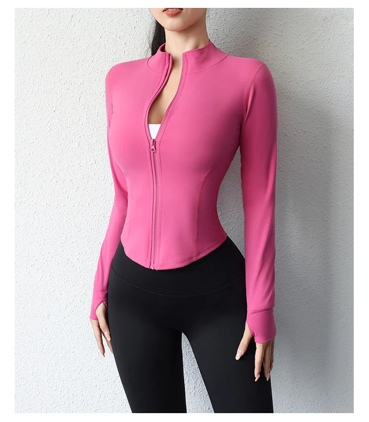 Slimming body sculpting zipper yoga jacket