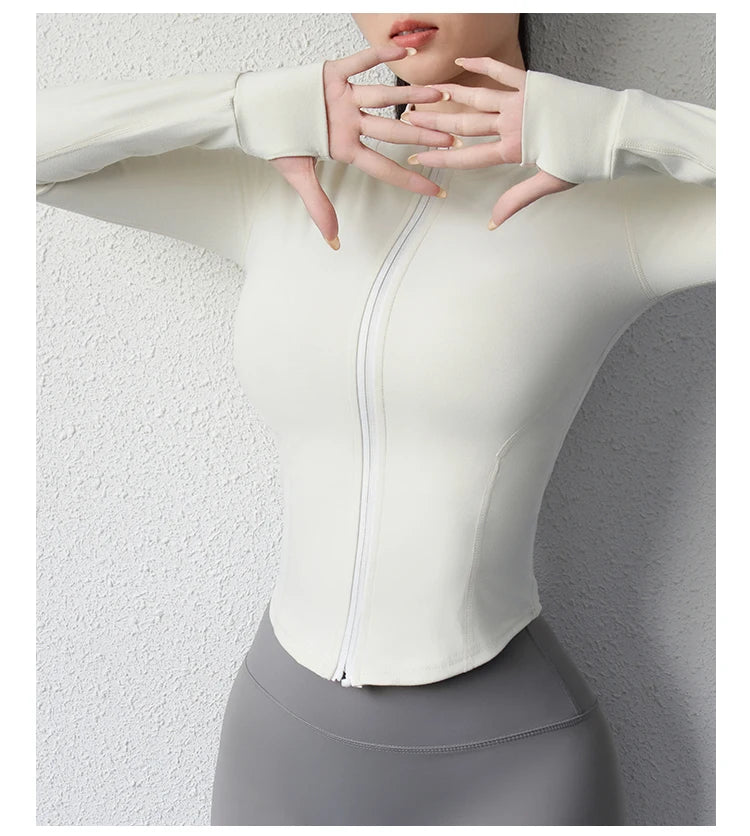 Slimming body sculpting zipper yoga jacket